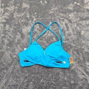 Pink Victorias Secret Bikini Top Juniors Size Medium Blue strapy wrap NWT